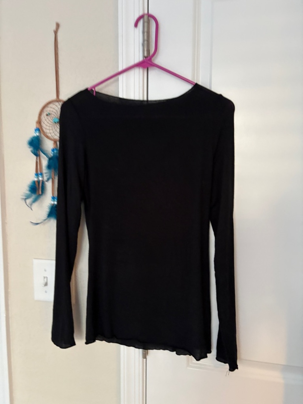 intimissimi Black Long-Sleeve Scoop Neck Top